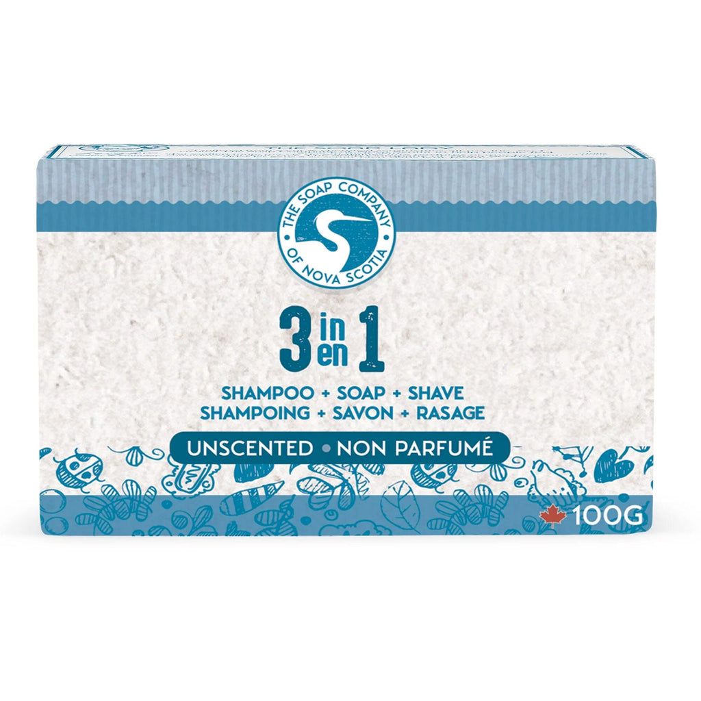 The Soap Company of Nova Scotia 3 in 1 Shampoo, Shave and Soap Bar Body Soap The Soap Company of Nova Scotia Unscented Full Bar 