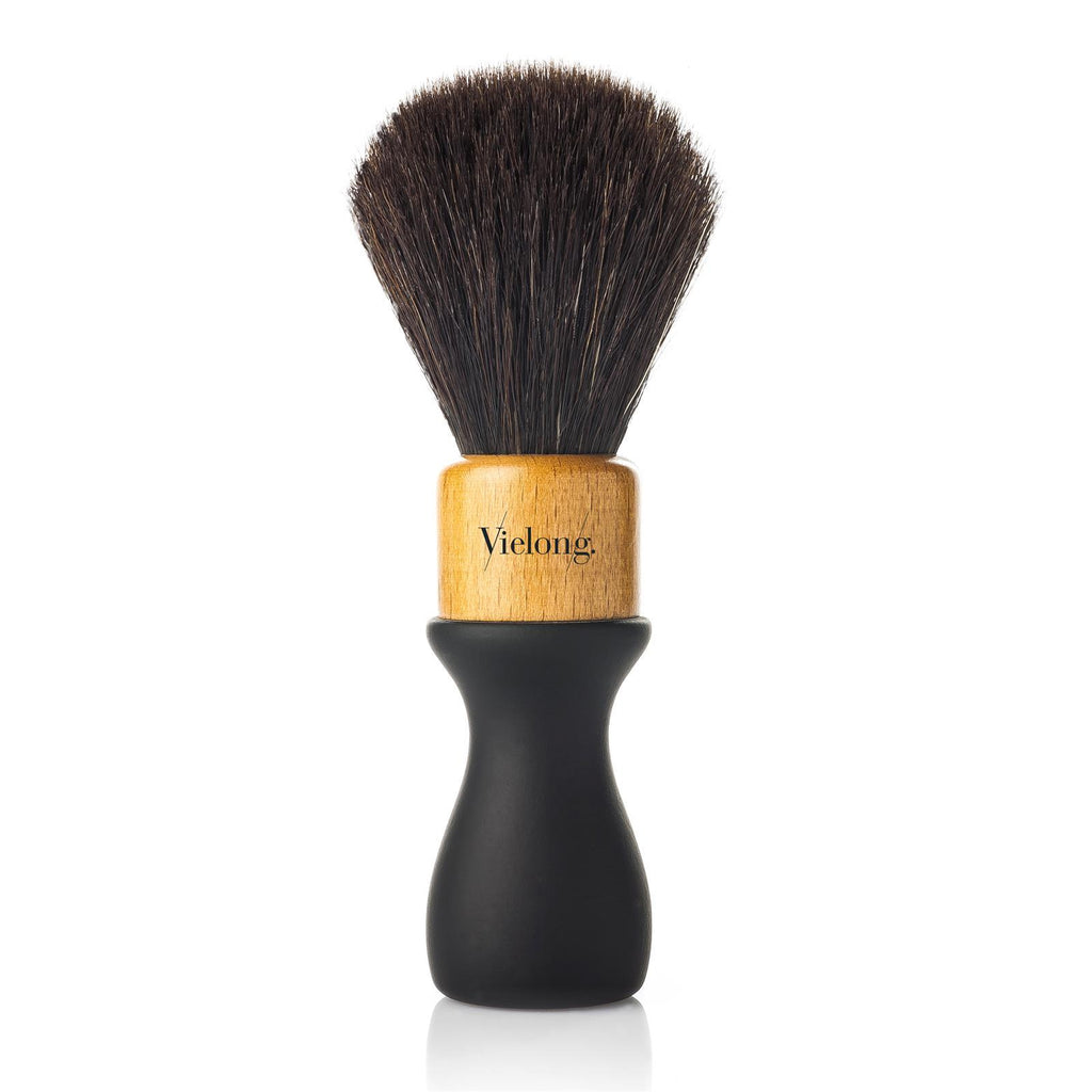 Vie-Long American Style Black Horse Hair Shaving Brush, Natural Rubber and Wood Handle Horse Bristles Shaving Brush Vie-Long 