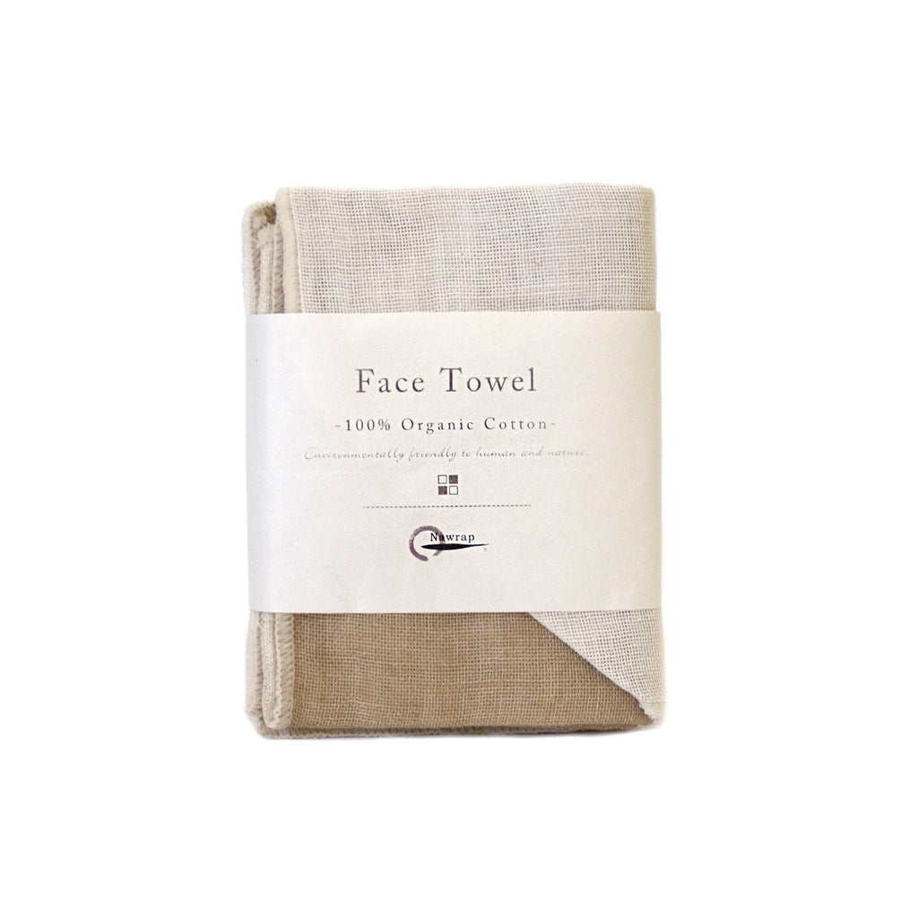 Nawrap Organic Cotton Face Towel Towel Nawrap Ivory & Brown 