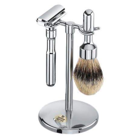 DOVO Merkur Futur 3-Piece Classic Wet-Shaving Set, Chrome-Plated Shaving Kit Merkur 
