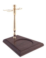 Col. Conk Wood Base Stand for Shaving Brush, Mug & Safety Razor, Gold Tone Shaving Stand Col. Ichabod Conk 